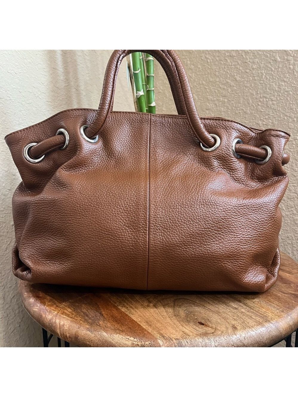 FURLA CAMEL COLORED PEBBLED LEATHER HANDBAG - Picture 2 of 16